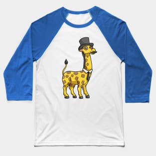 Giraffe as Gentleman with Hat, Tie and Mustache Baseball T-Shirt